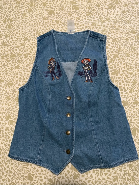 Disney Jackets & Blazers - Disney Light Blue Denim Vest with Silver Tag Detail